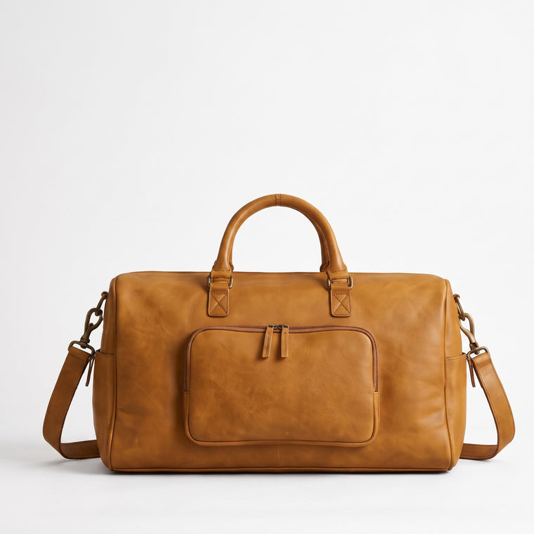 The Sahara Weekender — Tan Cognac Leather Duffle Bag