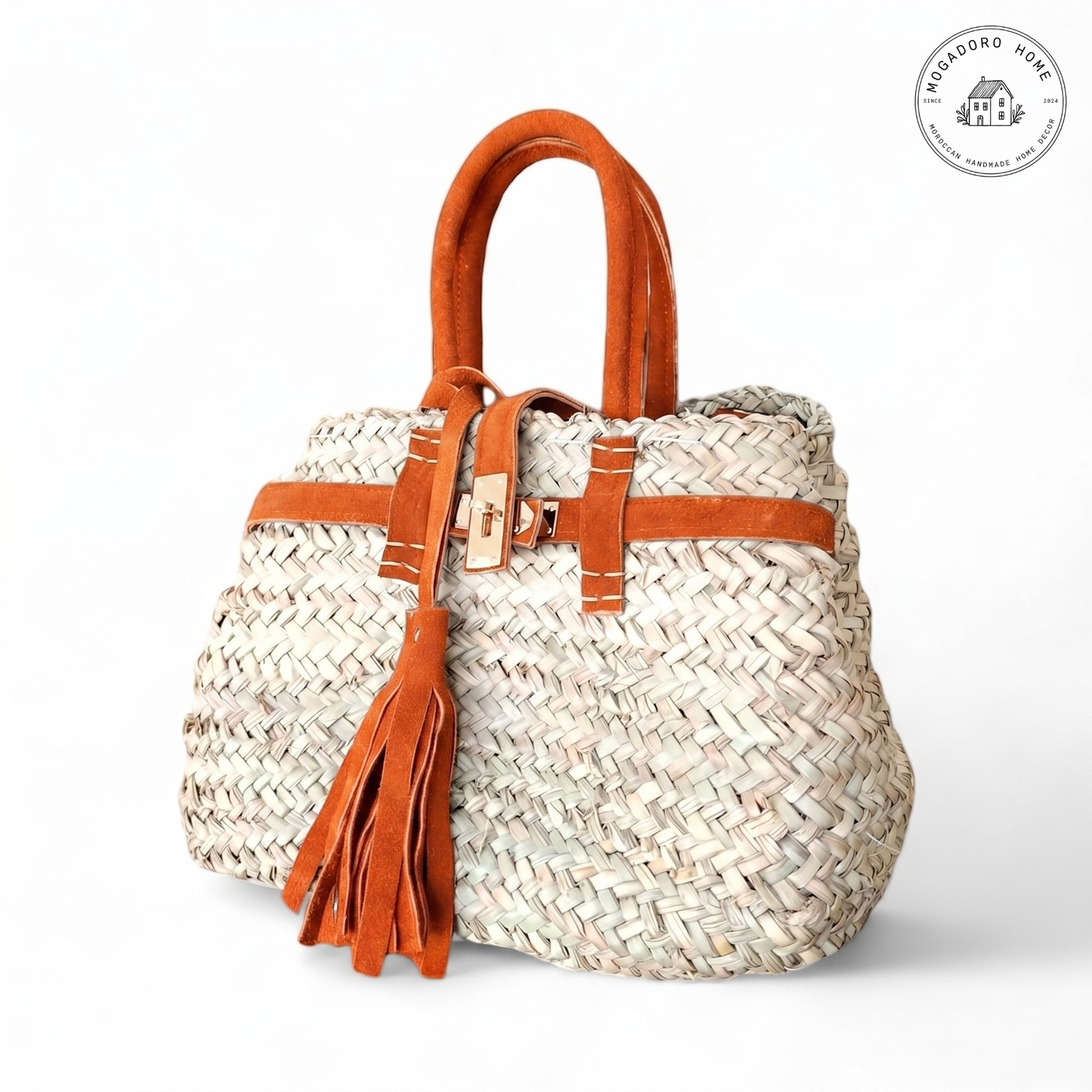 Handwoven Palm Leaf Basket Bag - Boho Beach Purse