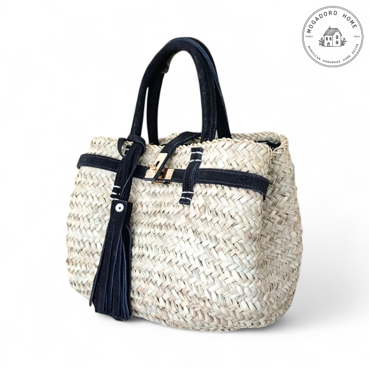 Handwoven Palm Leaf Basket Bag - Boho Beach Purse