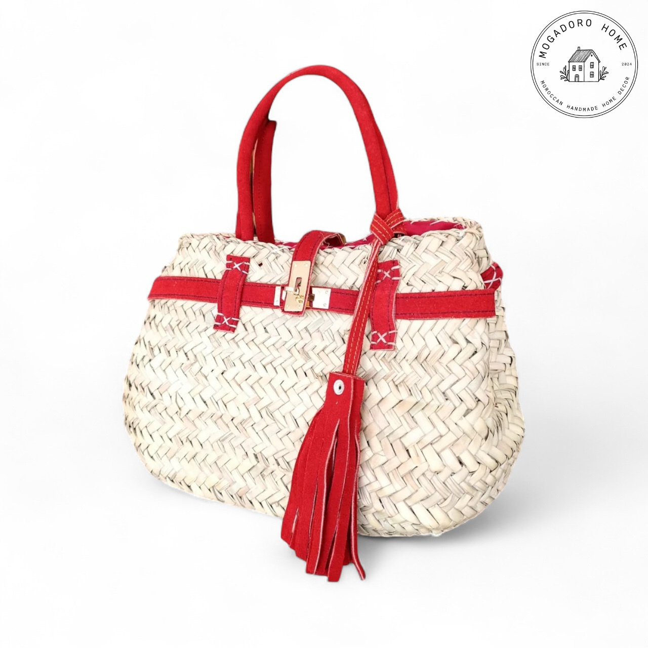 Handwoven Palm Leaf Basket Bag - Boho Beach Purse