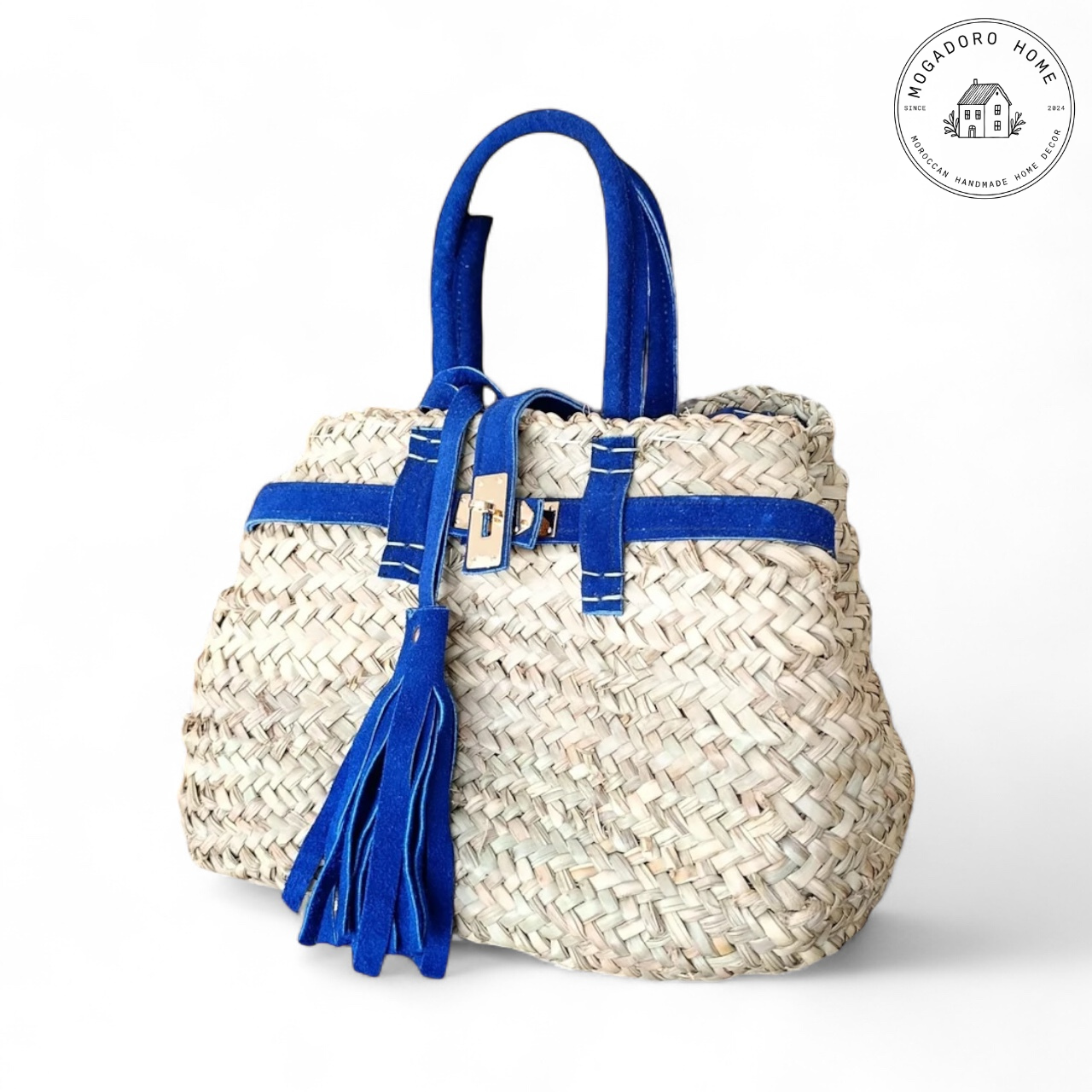 Handwoven Palm Leaf Basket Bag - Boho Beach Purse