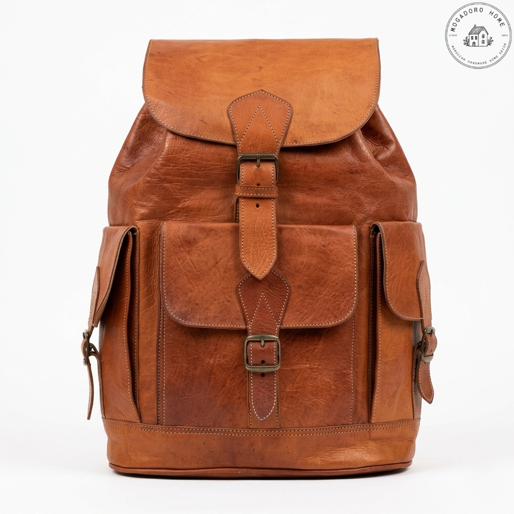 Handcrafted Brown Goat Leather Backpack