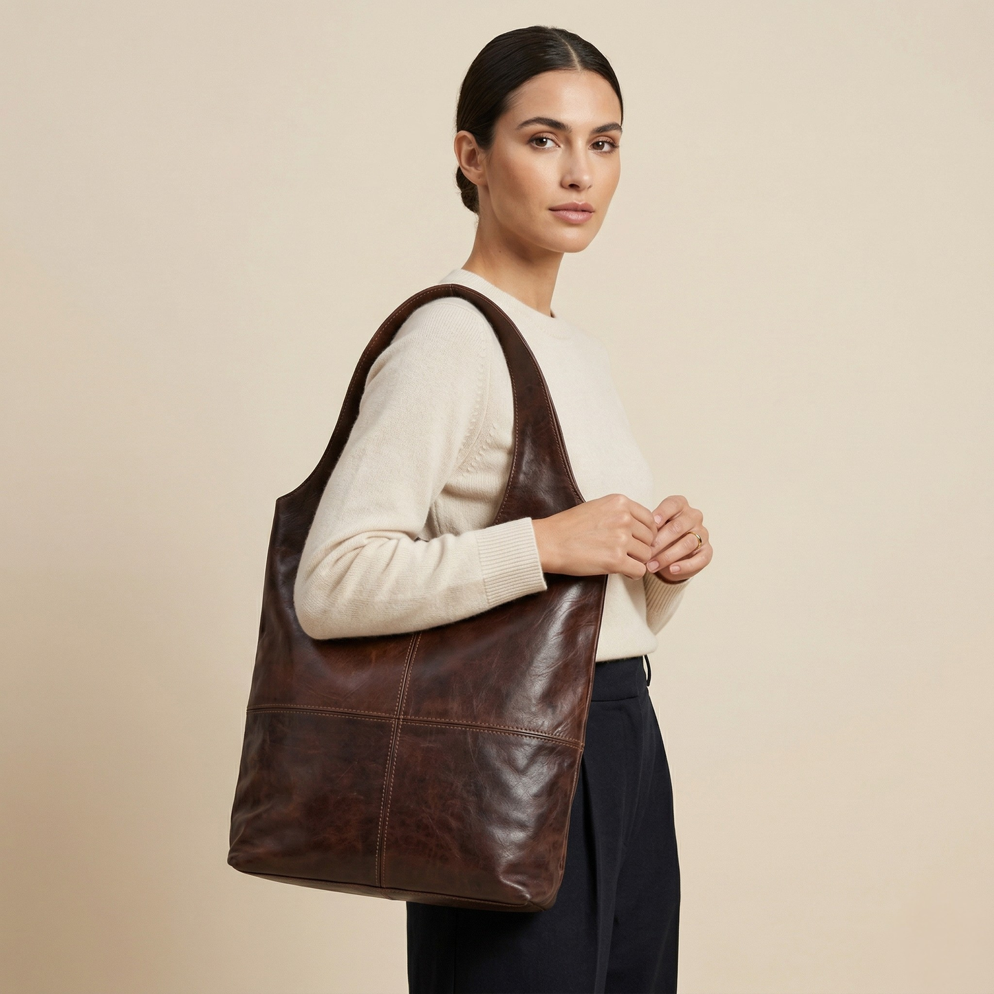 Leather Hobo Bag - Soft Slouchy Shoulder Purse