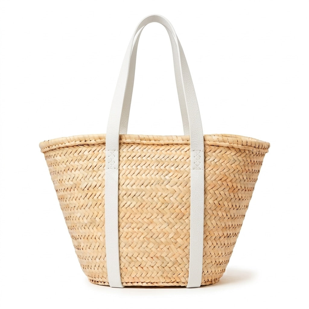 The Marjana Basket — Leather-Strap Moroccan Market Tote