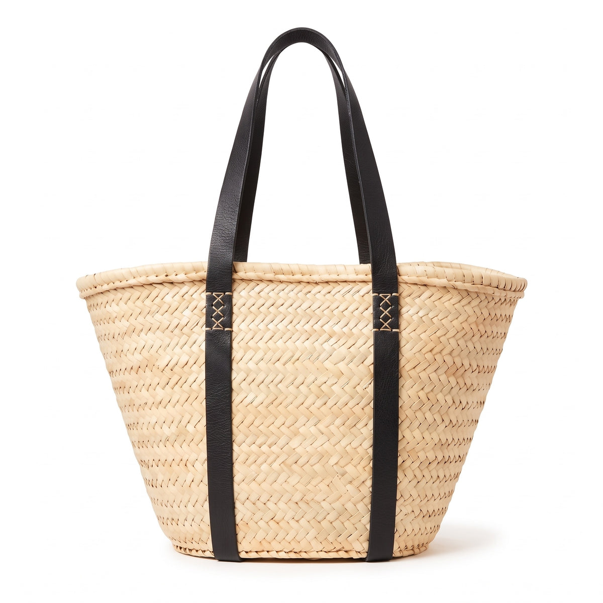 The Marjana Basket — Leather-Strap Moroccan Market Tote