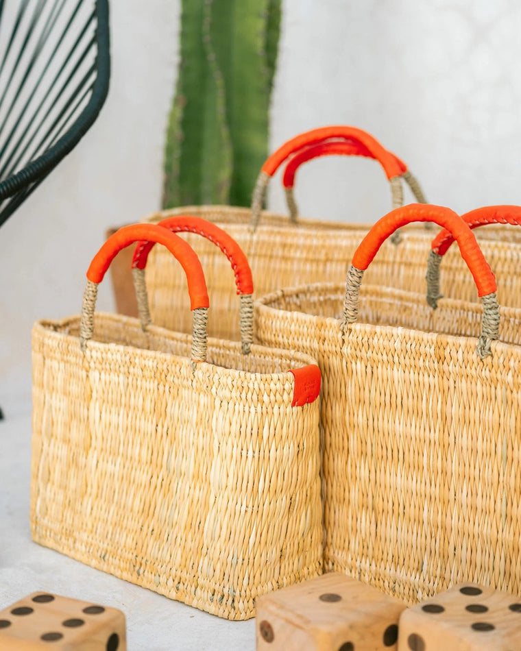 French Market Basket - Straw Rattan Tote Bag (Picnic Purse)