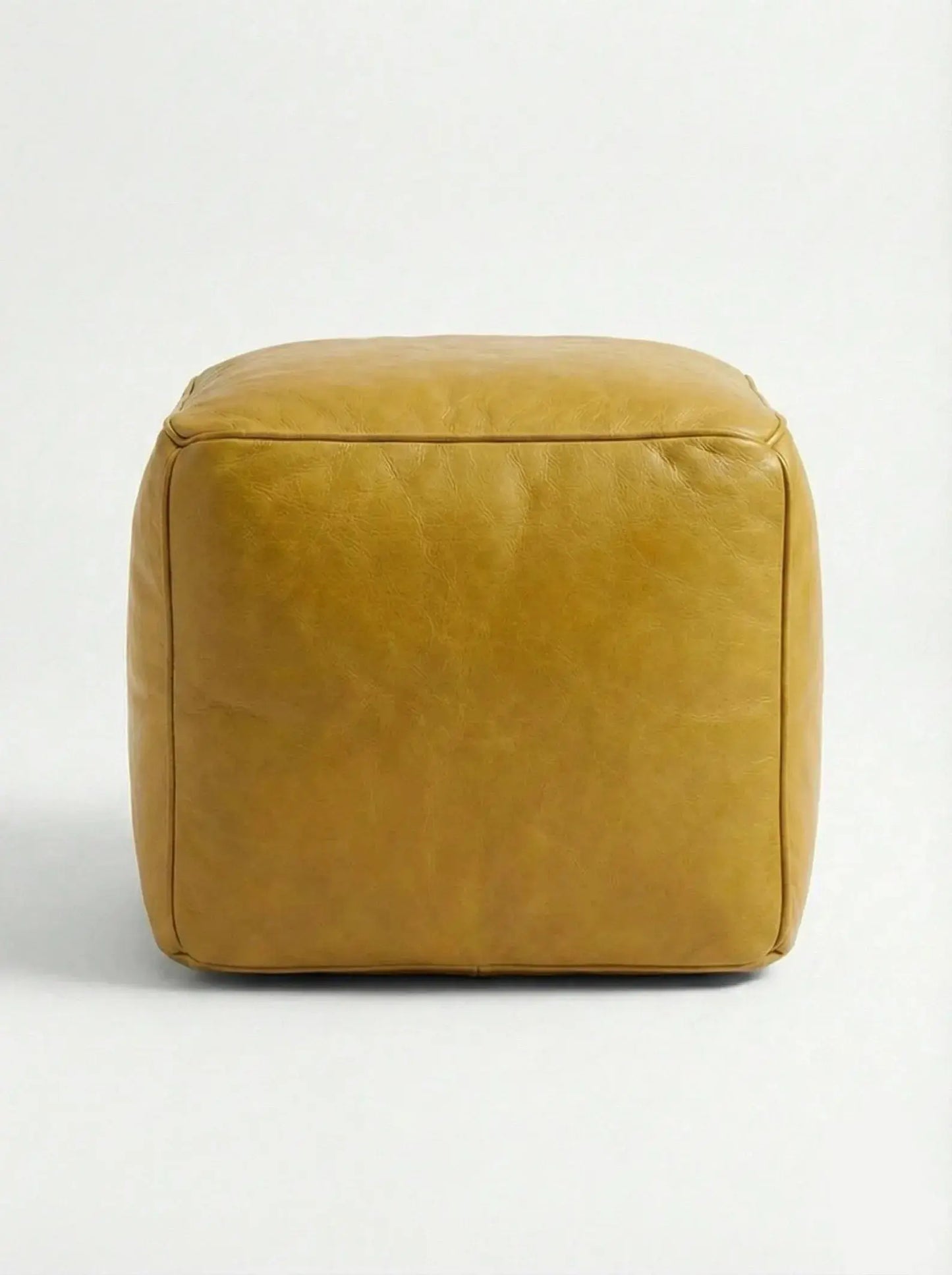 Square Leather Pouf Cover - Brown Mogadoro