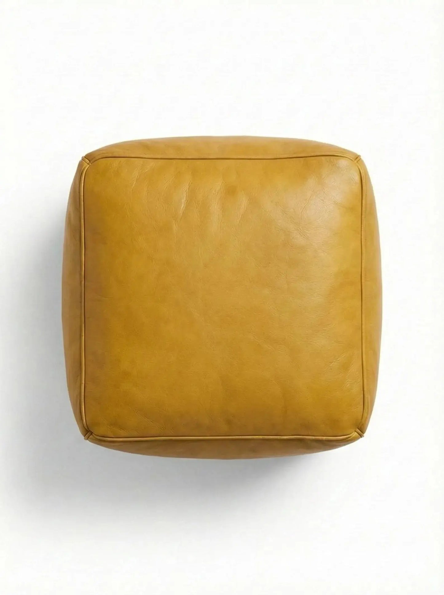 Square Leather Pouf Cover - Brown Mogadoro