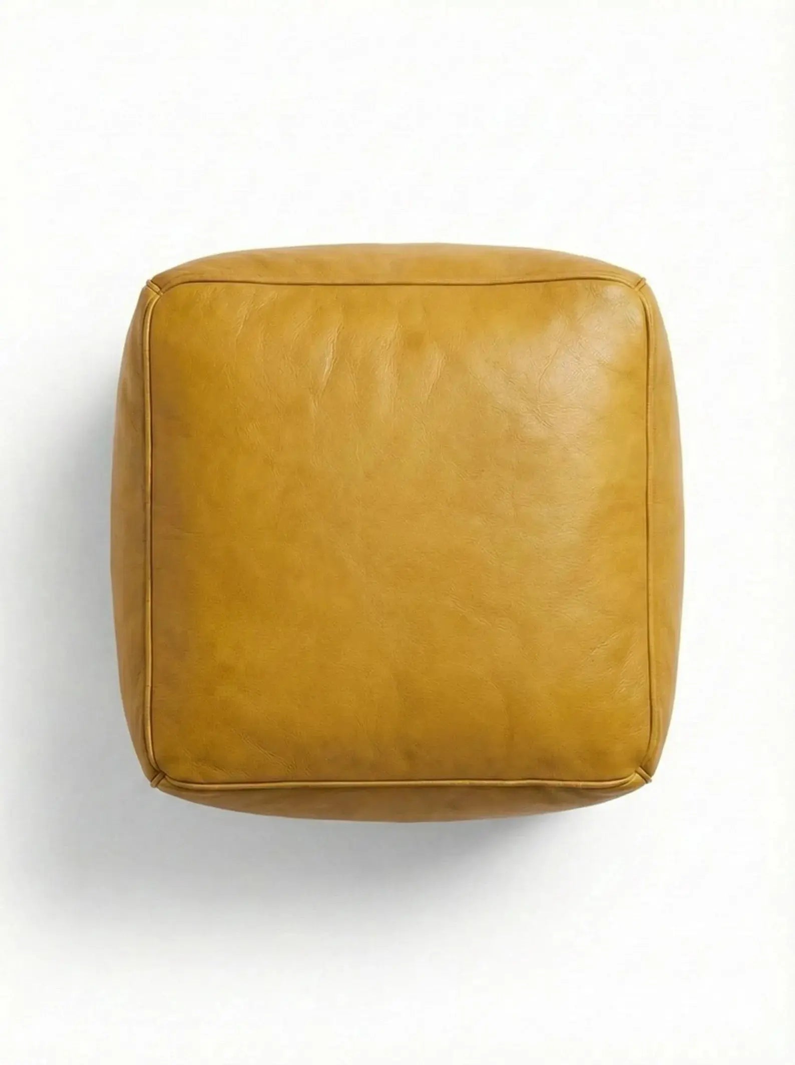 Square Leather Pouf Cover - Brown Mogadoro