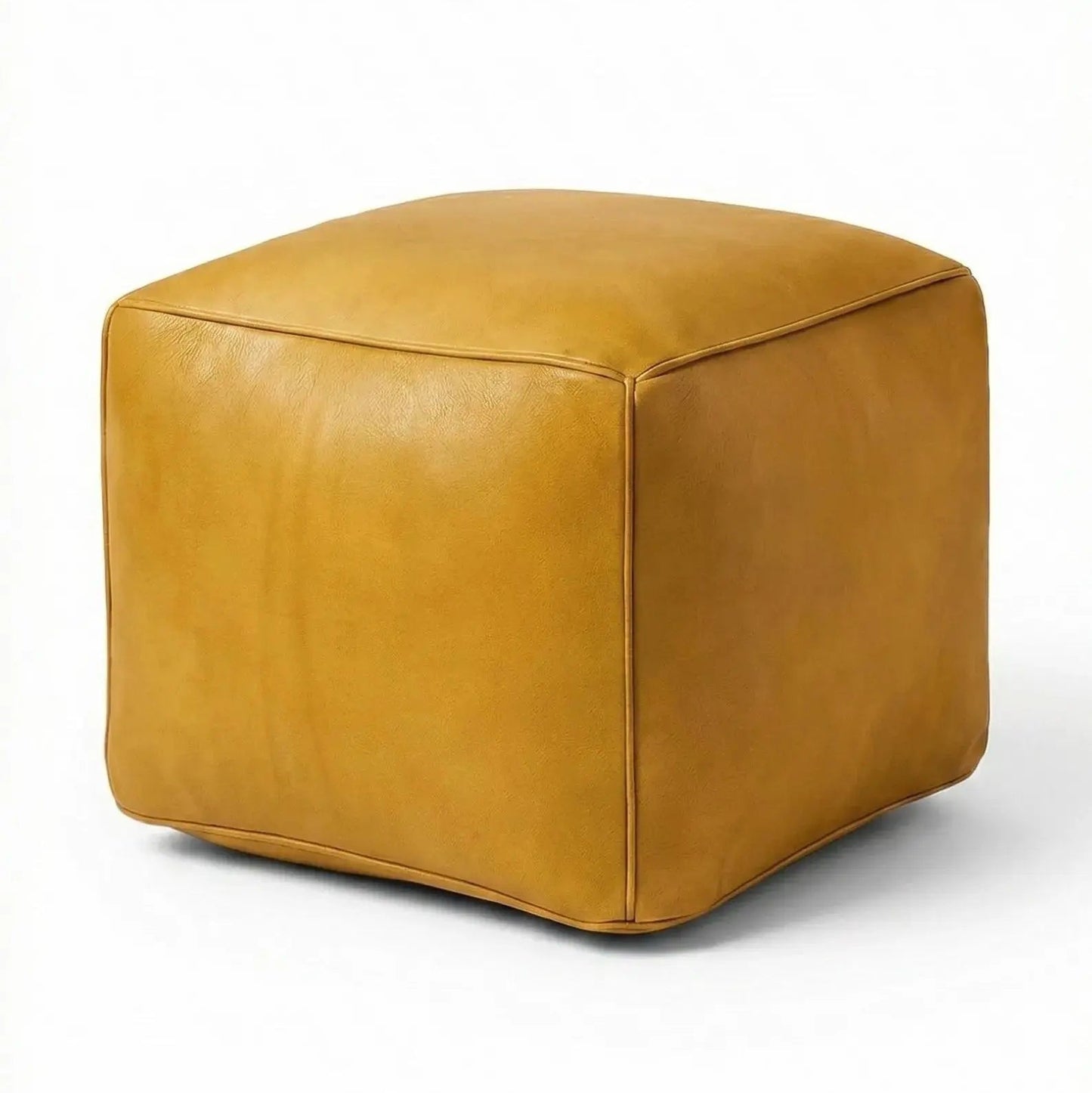 Square Leather Pouf Cover - Brown Mogadoro