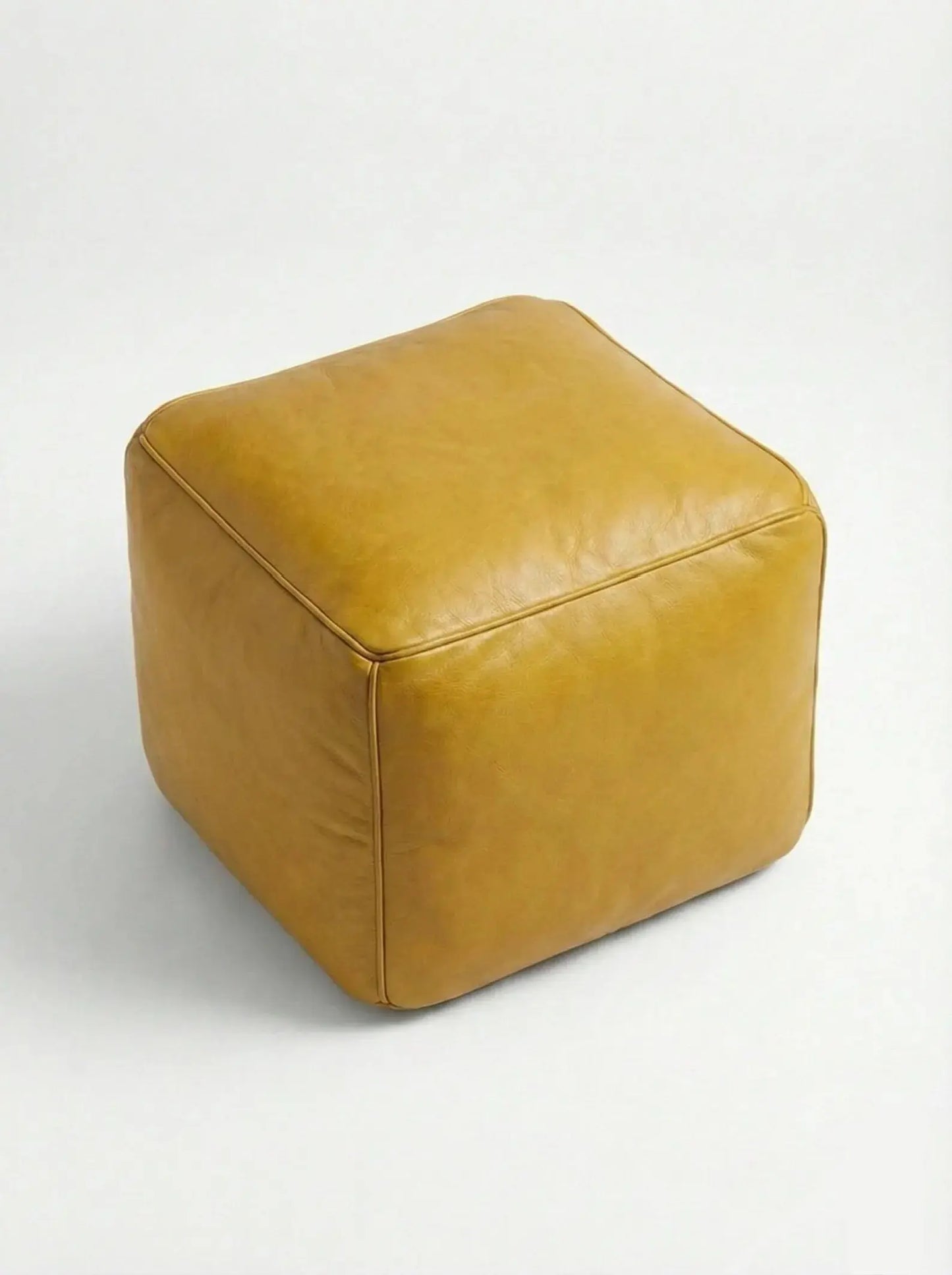 Square Leather Pouf Cover - Brown Mogadoro
