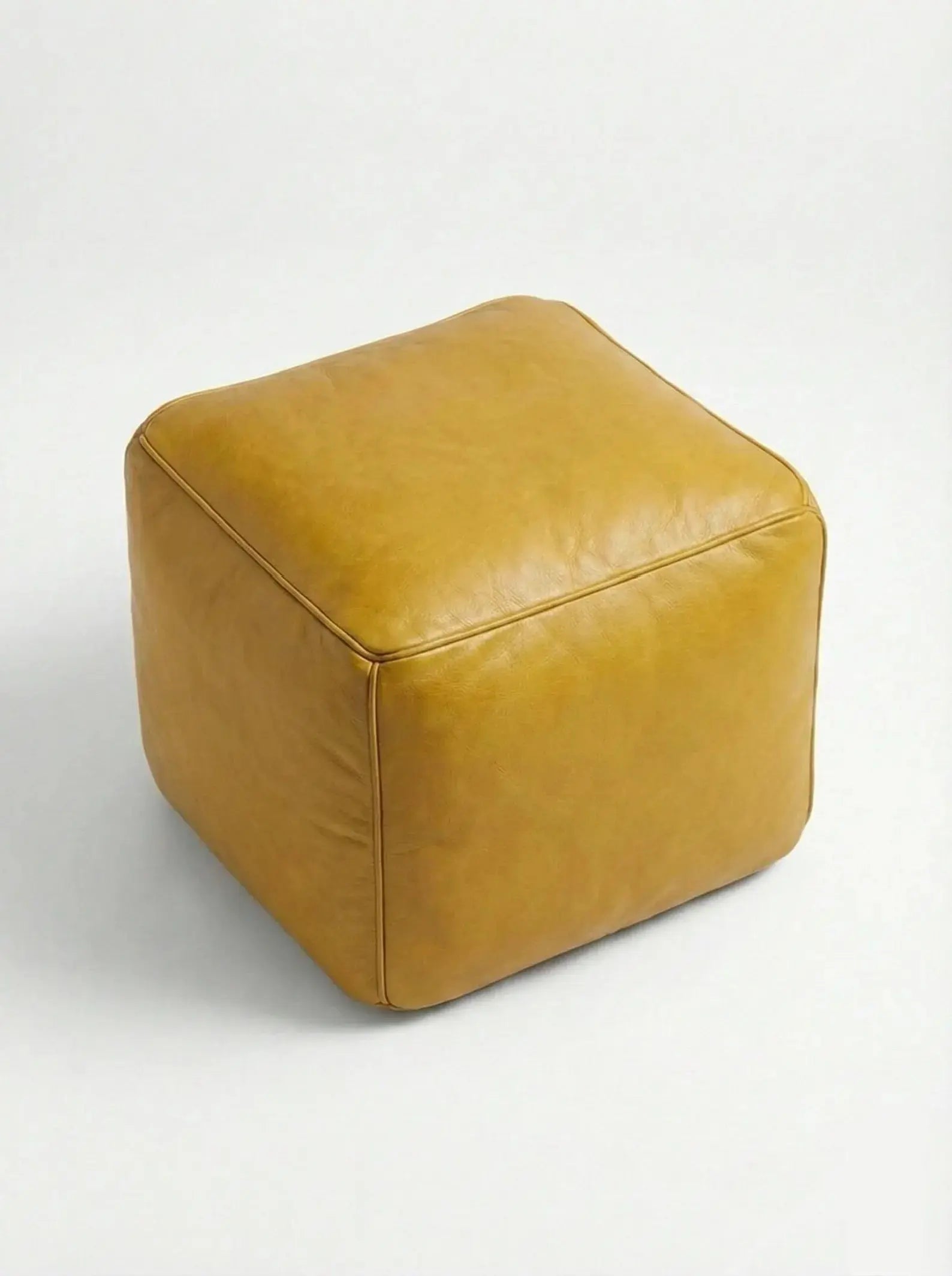 Square Leather Pouf Cover - Brown Mogadoro