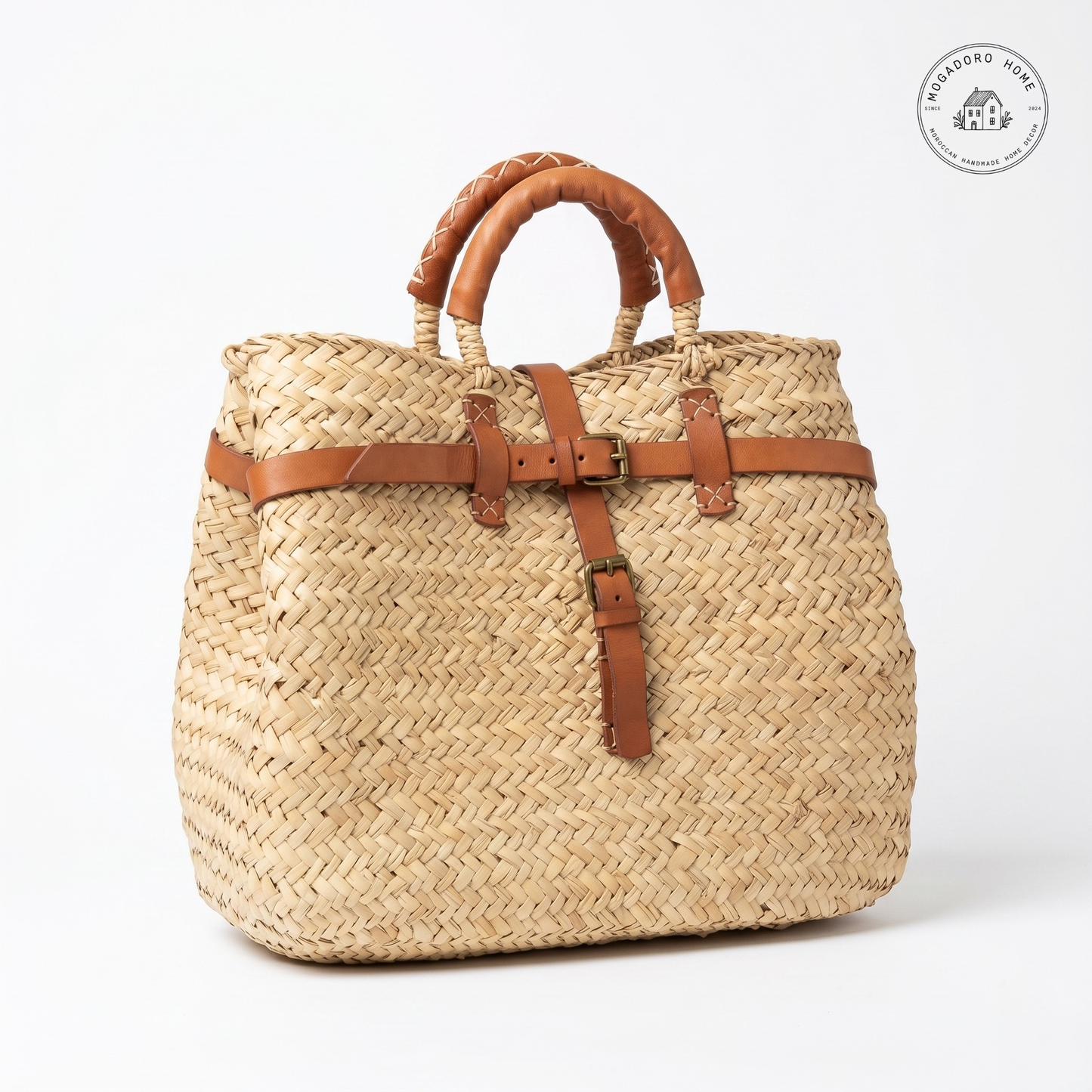Handmade Moroccan Straw Bag - Woven Crossbody Beach Purse