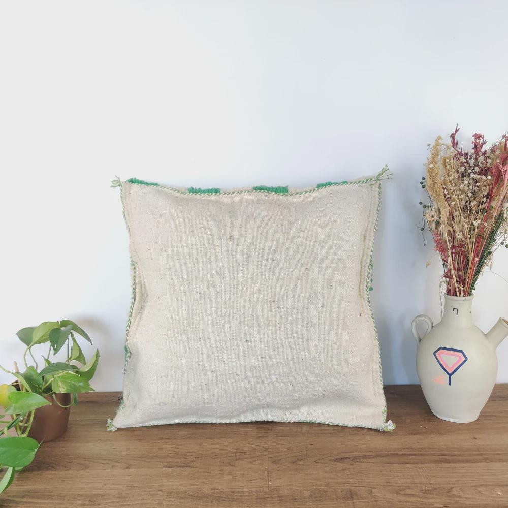 Moroccan Checkered Pillow Cover (Green & White)