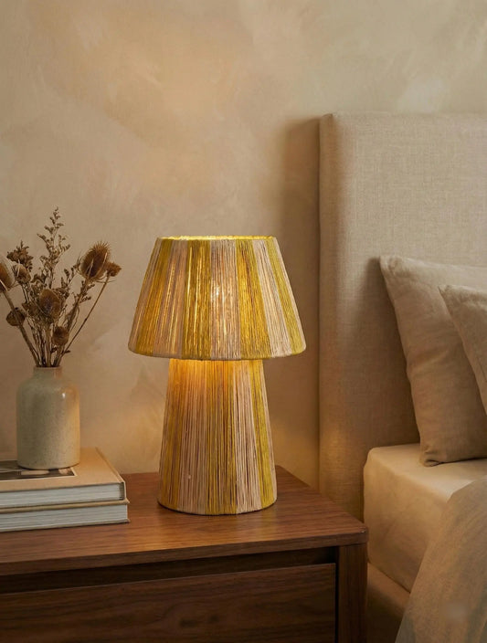 Striped Mushroom Lamp Raffia - Yellow Mogadoro