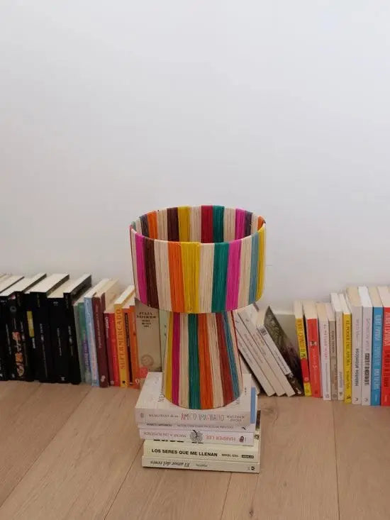 Handcrafted Multicolor Raffia Table Lamp – Rainbow Color Mogadoro