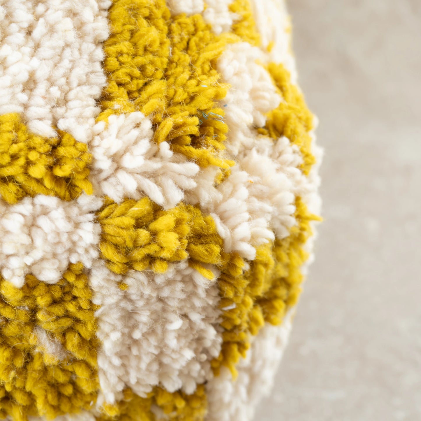 Checkered Wool Pouf - Square Moroccan Floor Cushion