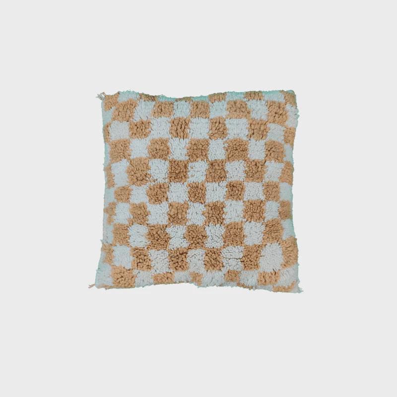 Moroccan Checkered Pillow Cover (Beige & White)