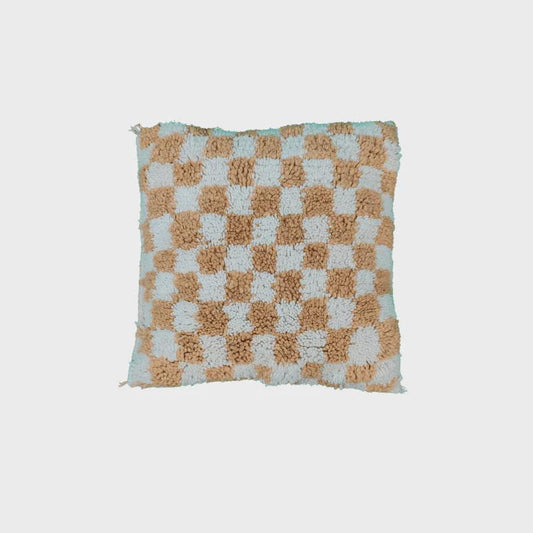 Moroccan Checkered Pillow Cover (Beige & White)