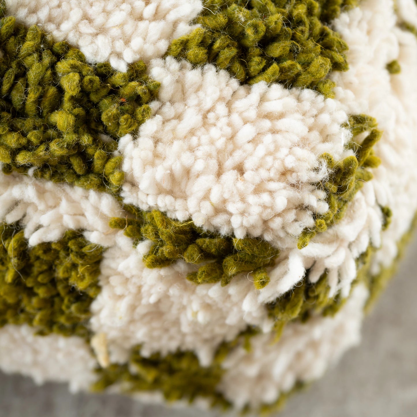 Checkered Wool Pouf - Square Moroccan Floor Cushion