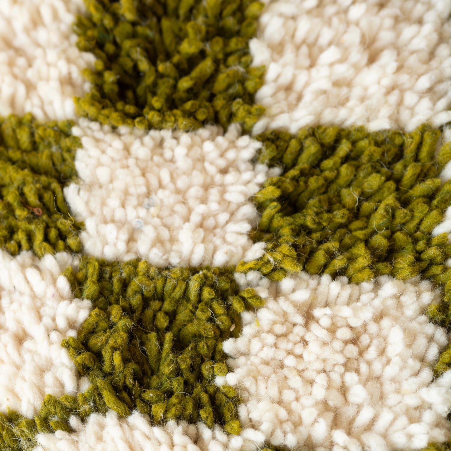 Checkered Wool Pouf - Square Moroccan Floor Cushion