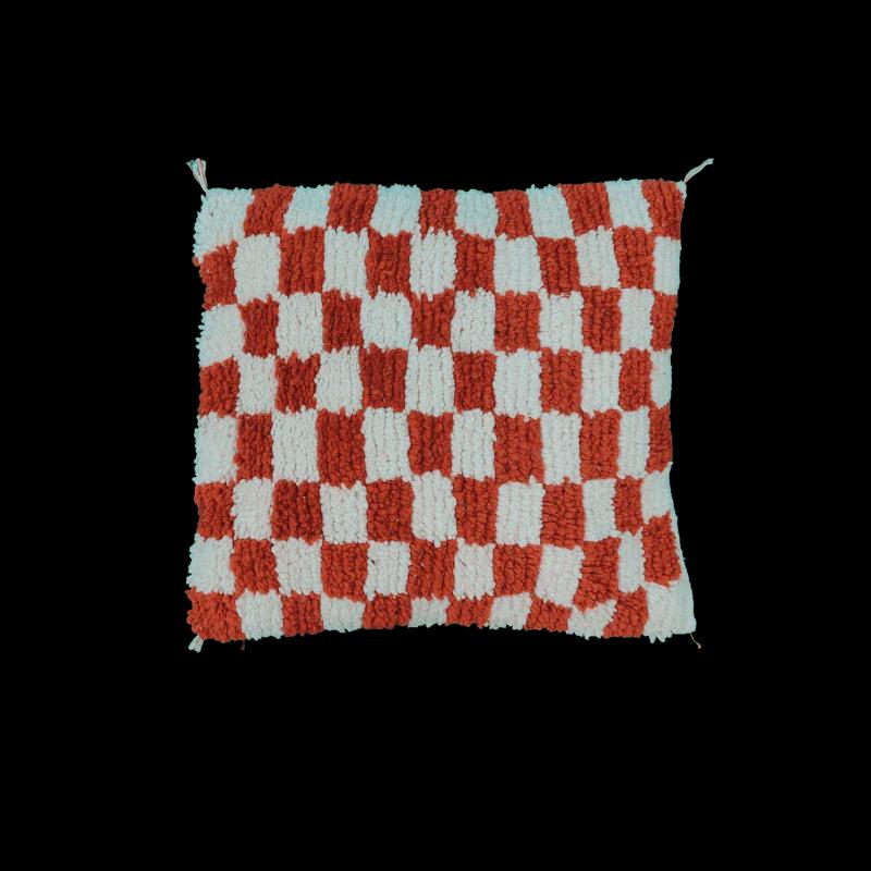 Moroccan Checkered Pillow Cover (Red & White)