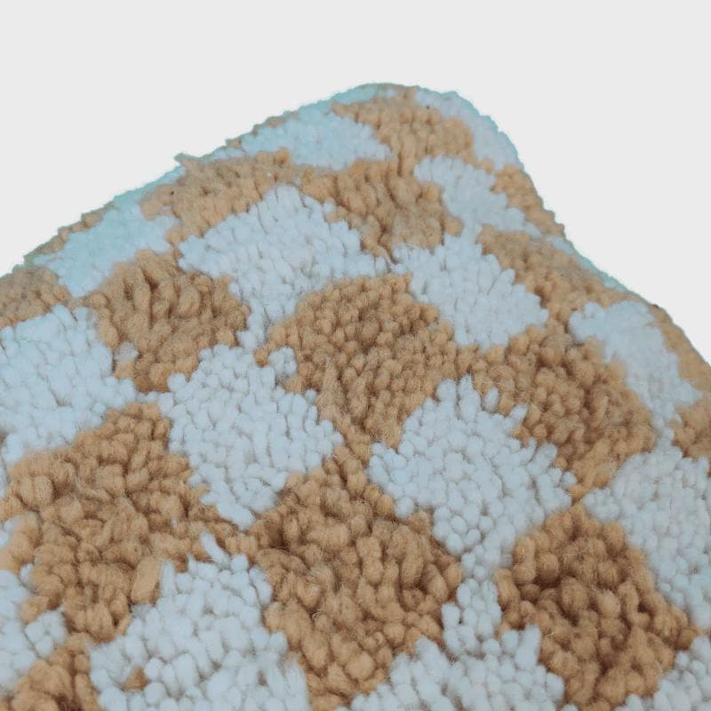 Moroccan Checkered Pillow Cover (Beige & White)