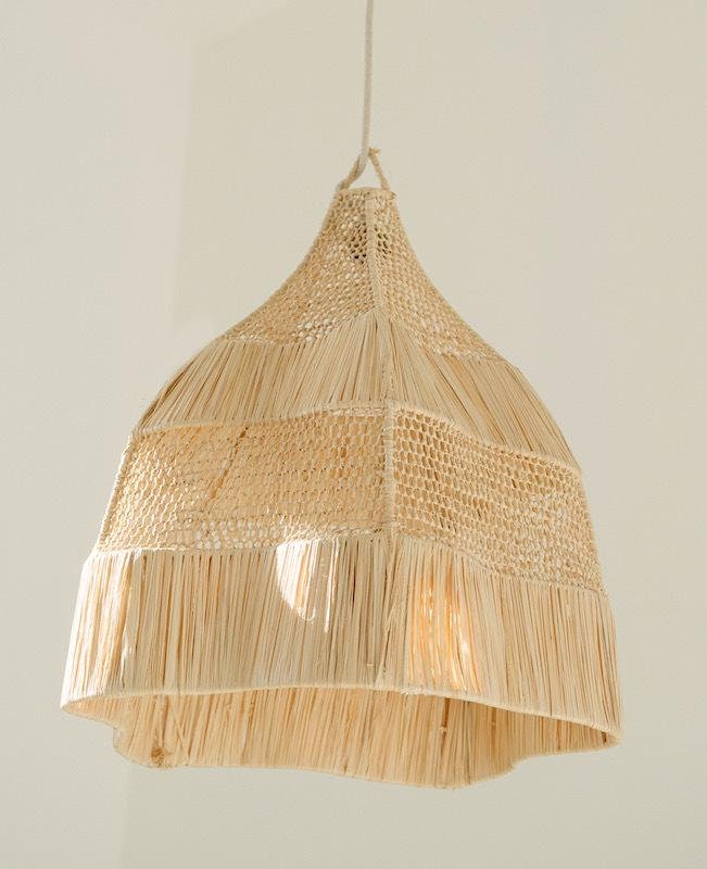 Handgewebte marokkanische Raffia Pendelleuchte – Boho Chic Deckenlampe Natur
